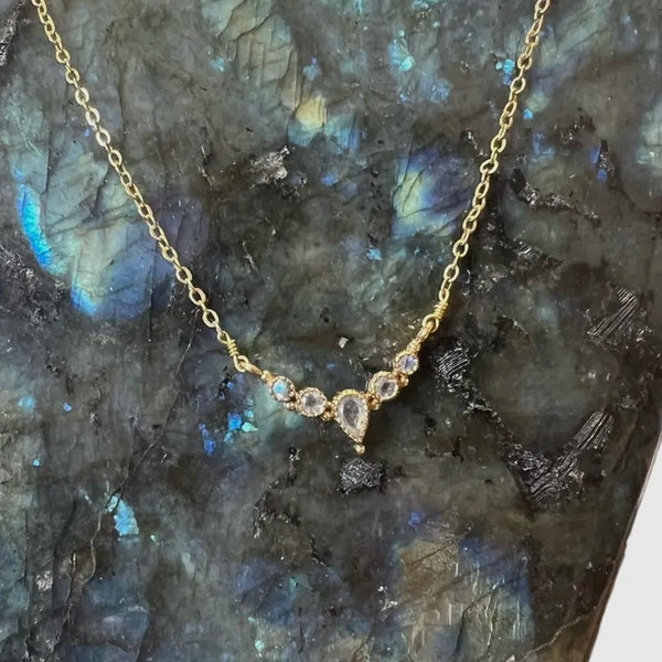 Moonstone Cluster Necklace