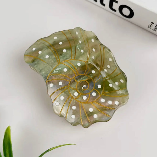 Green Spiral Conch Hair Clip