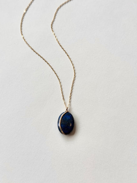 Lisa Slodki - Curve Necklace - Gold Fill + Lapis