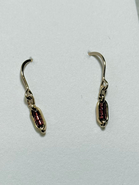 Lisa Slodki - Gold Fill + Red Glass Pod Earrings
