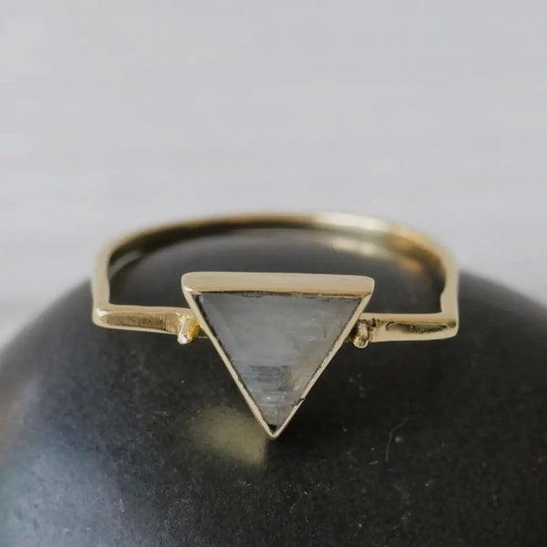 Brass Ring With Triangle Moonstone