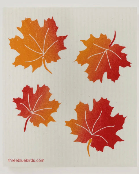 Three Bluebirds Swedish Dish Cloth - Fall Leaves