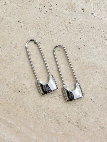 Silver Safety Pin Earrings