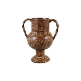 Brown Stoneware Vase With Twisted Handles