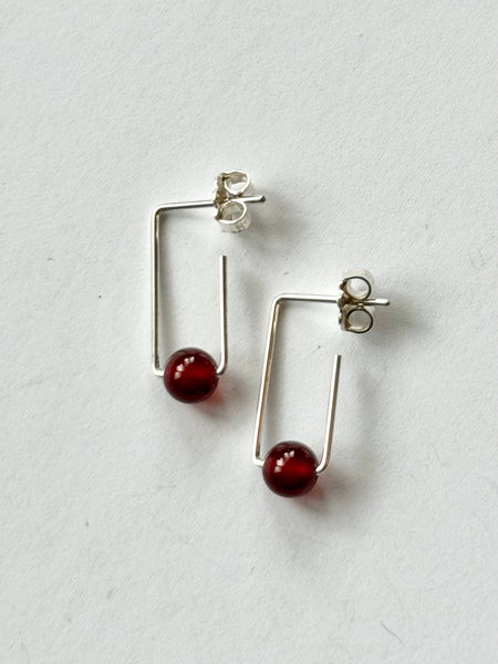 Lisa Slodki - Sterling Silver + Carnelian Bead Earrings