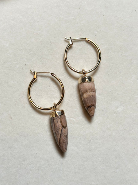 Jasper Stone Hoop Earrings