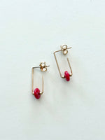 Lisa Slodki - Gold Fill + Red Glass Earrings