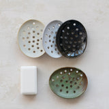 Assorted Stoneware Footed Soap Dish