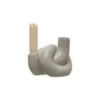 Stoneware Knot Double Taper Holder