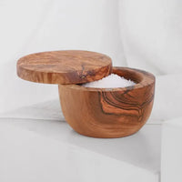 Olive Wood - Salt Cellar With Magnetic Lid