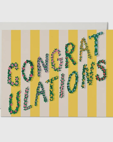 “Yellow Stripes Congratulations” Greeting Card