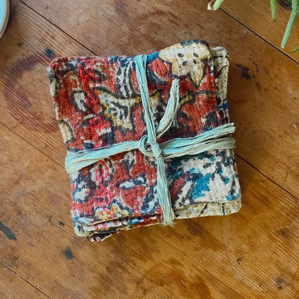 Kantha Cotton Coasters - Set of 4