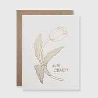 “With Sympathy” Gold Tulip Greeting Card