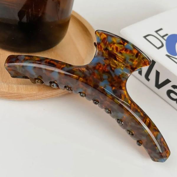 5” Brown + Blue Classic Hair Clip