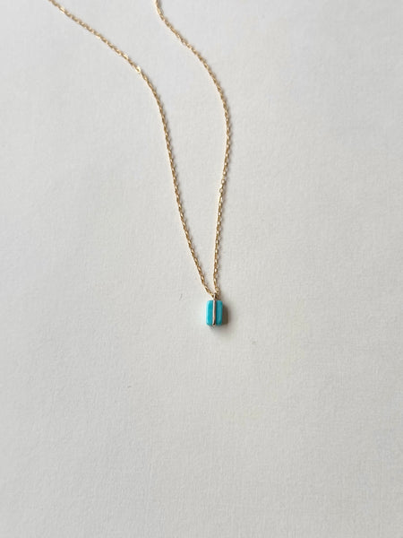 Lisa Slodki - Mini Rectangle Necklace - Gold Fill + Turquoise