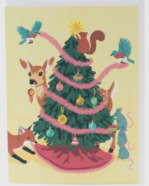 Christmas Tree + Animals Greeting Card