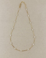Pearl Bead + Straw Chain Necklace
