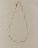 Pearl Bead + Straw Chain Necklace