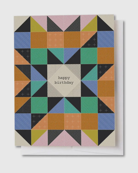 “Happy Birthday” Mosaic Quilt Greeting Card