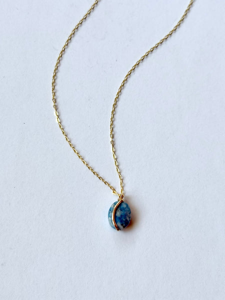 Lisa Slodki - Gold Fill + Lapis Oval Curve Necklace