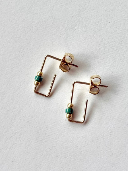 Lisa Slodki - Seed Earrings - Gold Fill + Turquoise