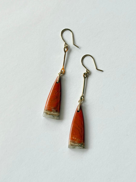 Lisa Slodki - Gold Fill + Red Stone Shape Earrings