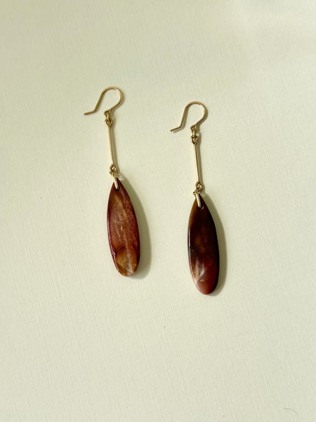 Lisa Slodki - Drop Earrings - Gold Fill + Red/Pink Jasper