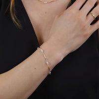 Pearl Bead + Straw Chain Bracelet