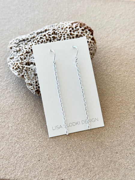 Lisa Slodki - Long Chain Earrings - Sterling Silver