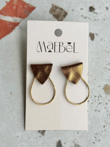 Maebel - Teardrop Stud Earrings - Bronze