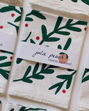 Julie Peach - Cotton Tea Towel - Winter Holly Botanic Toss