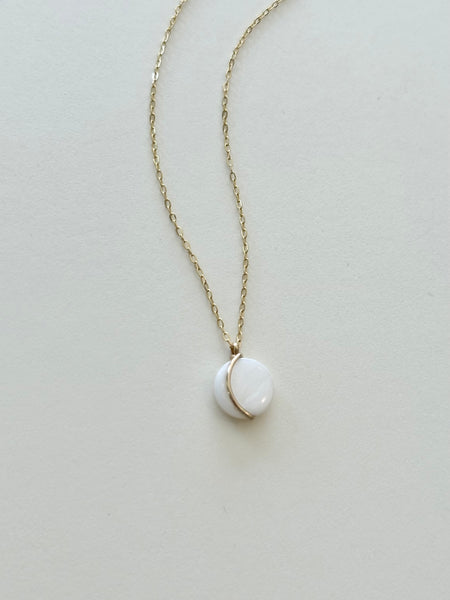 Lisa Slodki - Curve Necklace - Gold Fill + Mother of Pearl