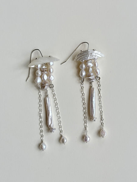 Lauren Landa - Sterling Silver + Pearl “Jellyfish” Earrings
