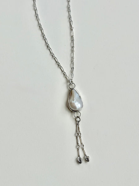 Lauren Landa - Sterling + Pearl Chain Mini Bolo Necklace