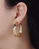 Wide Hammered Hoop Earrings