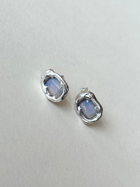 Lauren Landa - Sterling Silver + Milky Sapphire Stud Earrings