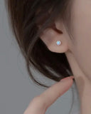 Perimade - Gold Dainty Opal Stud Earrings - White