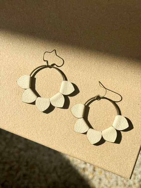 Maebel - Large Lotus Hoop Earrings - Cream