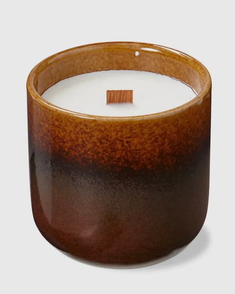 Brown Ceramic Ambery Rum Wood Wick Candle