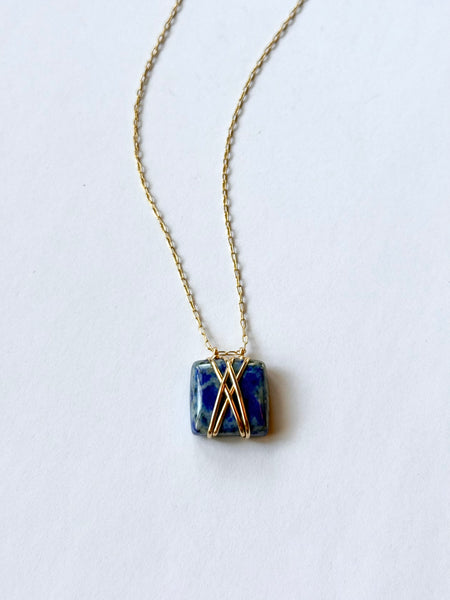 Lisa Slodki - Double Bound Necklace - Gold Fill + Lapis