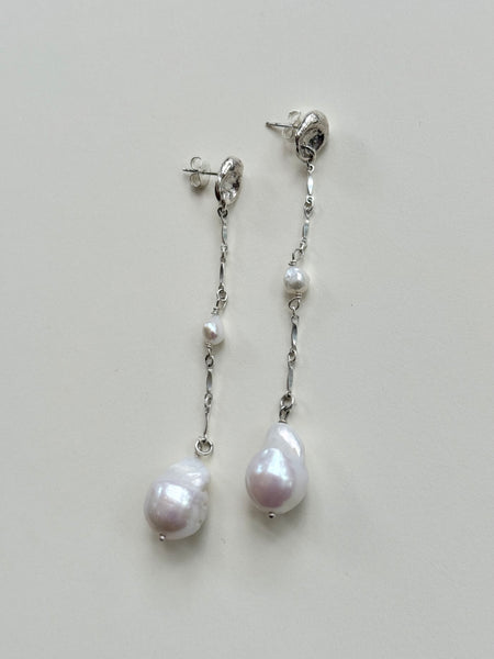 Lauren Landa - Sterling Long Chain Baroque Pearl Earrings