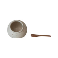 Stoneware Salt Cellar with Spoon