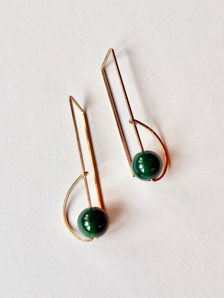 Lisa Slodki - Gold Fill + Green Onyx Orbit Earrings