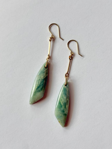 Lisa Slodki - Gold Fill + Green Stone Shape Earrings