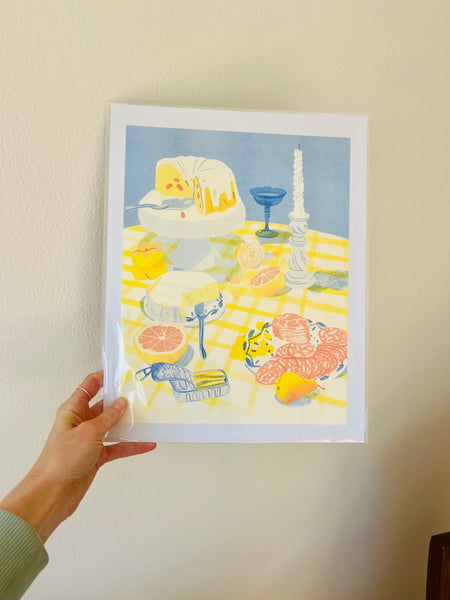 Aly Miller Designs - Summer Meal Risograph Print - 9” x 12” (STORE PICK UP ONLY)