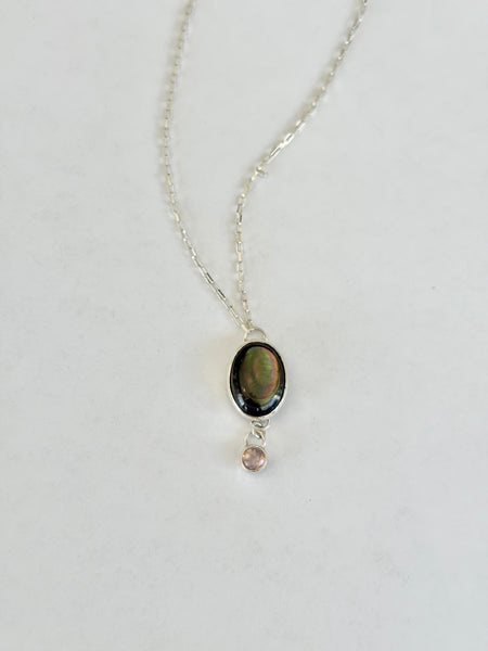 Lauren Landa - Black Mother of Pearl with Opalescent Sapphire Necklace