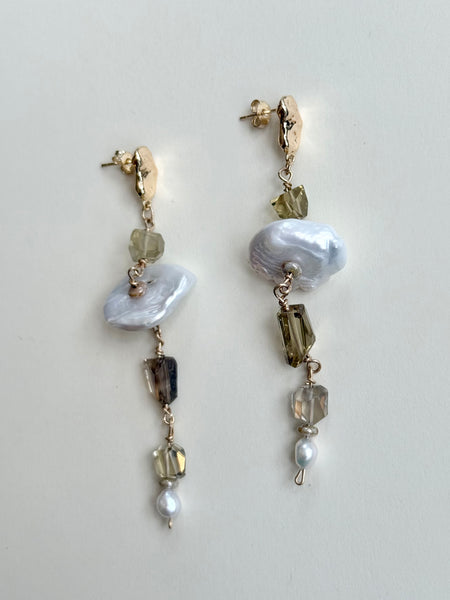 Lauren Landa - Gold Fill Bicolor Quartz + Pearl Earrings
