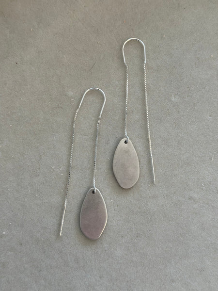 Silver Droplet Threader Earrings