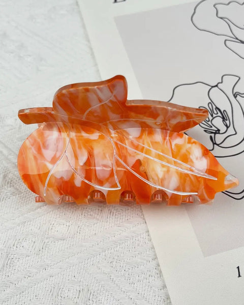 Orange Maple Leaf Hair Clip - Large
