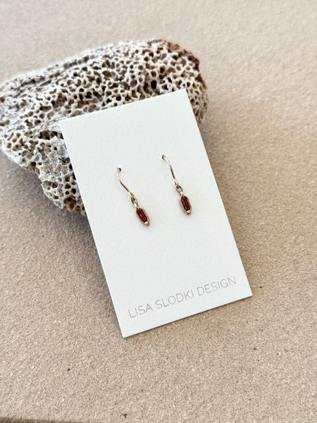 Lisa Slodki - Seed Earrings - Gold Fill + Red Glass